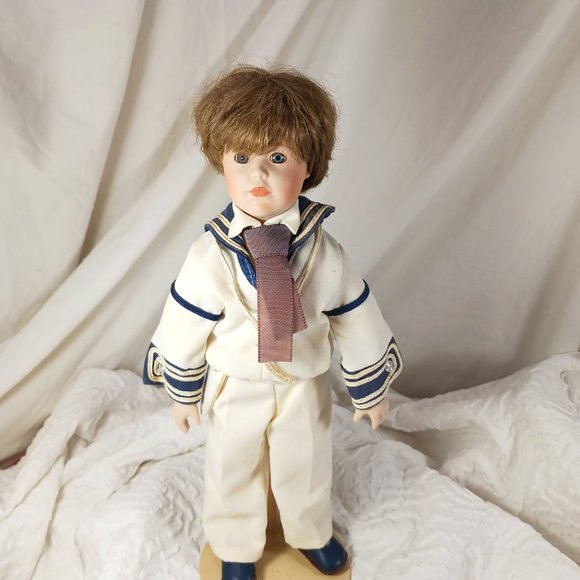 Prince William Porcelain Doll Figure with Stand White Navy Suit Knife 12" *READ - Picture 1 of 10